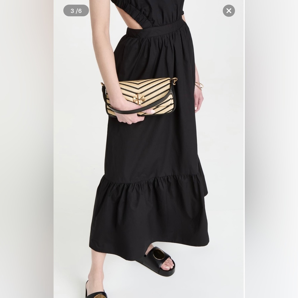 🟢Tory Burch Soft Straw Small Kira Chevron Convertible Flap Shoulder Bag $568 - Picture 2 of 14